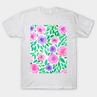 Watercolor petunia garden T-Shirt